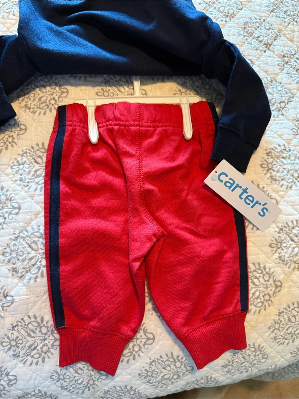 Carter's Navy Sweatshirt with Red 'Stealing Hearts' & Red Joggers 3m